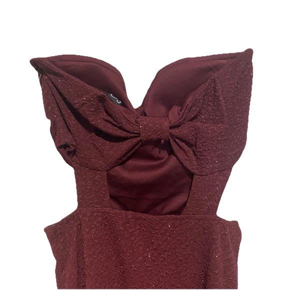 Windsor New With Tag Burgundy Strapless Sweetheart ‎ Glitter Mini Dress Size M - Picture 8 of 15